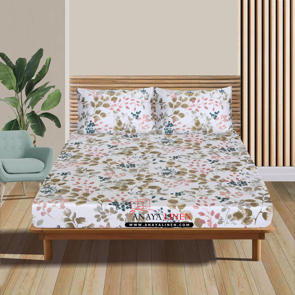 Botanical Harmony - Cotton Sateen Fitted Sheet