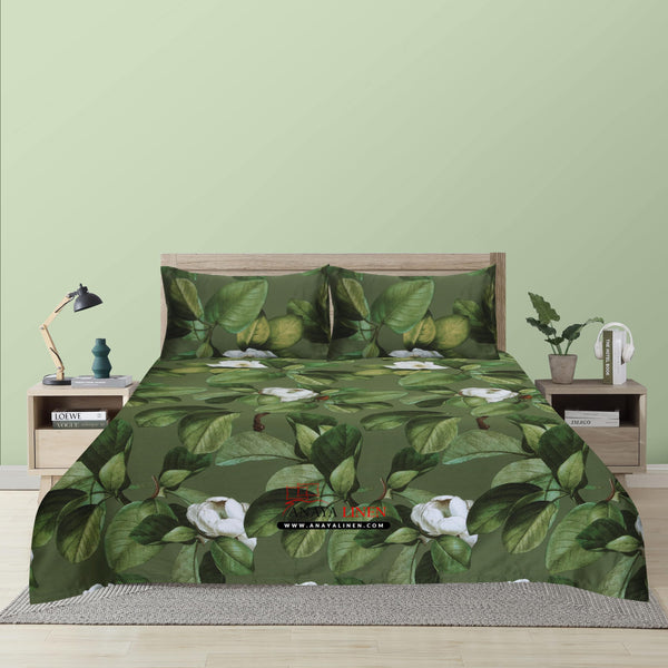 Luxurious Green with White Floral Accents