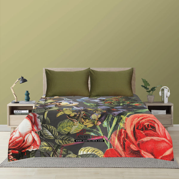Midnight Bloom Floral Bedsheet