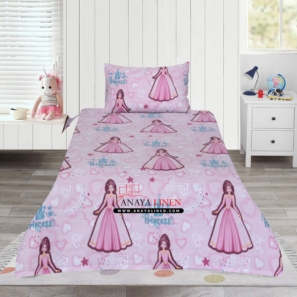 Pretty Pink Princess kids Cotton Bedsheet
