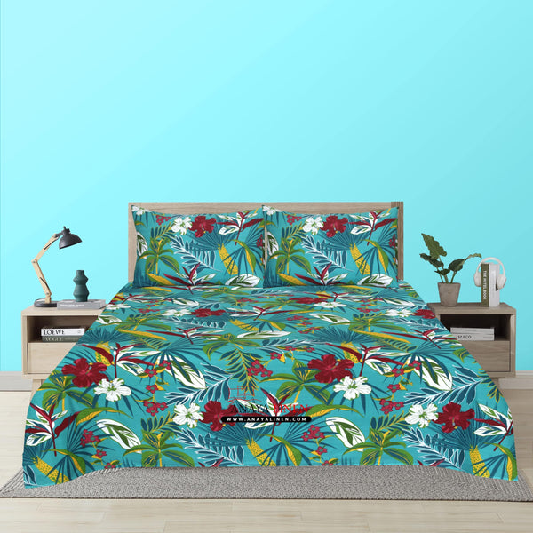 Tropical Lagoon cotton bedsheet