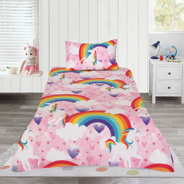 Unicorn Rainbow Kids Bed Sheet