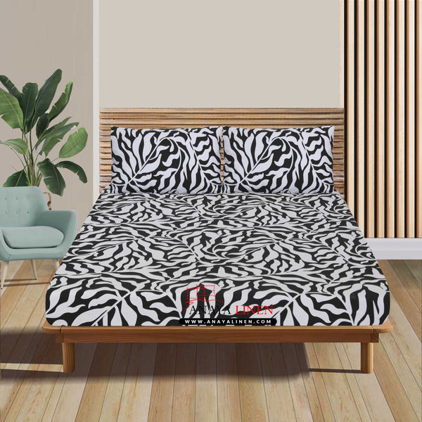 Urban Safari – Black & White Zebra Print Fitted Bedsheet