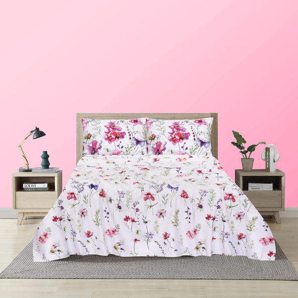 Elegant Floral Cotton Sateen Bedsheet