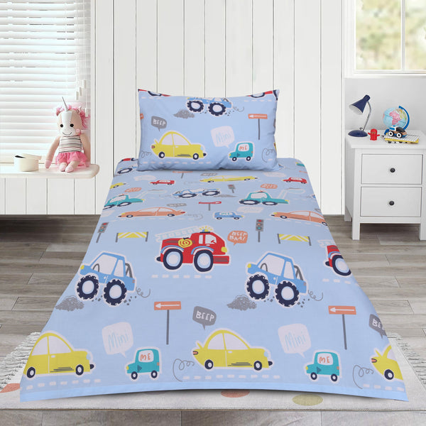 Kids Racing Car Cotton Bedsheet