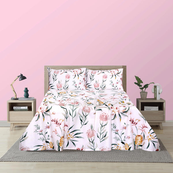 Protea Floral Cotton Bedsheet