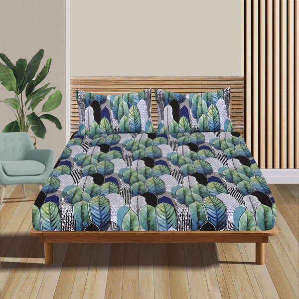 Tropical Plants Cotton Sateen Fitted Sheet